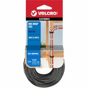 VELCRO&reg; ONE-WRAP Thin Ties 15in x 1/2in Ties Gray & Black 30 ct - Cable Tie - Black, Gray - 25 lb Loop Tensile - 15" Length - 30 / Pack VEK94257