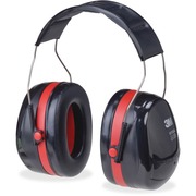 Peltor Optime 105 Twin Cup Earmuffs - Noise, Noise Reduction Rating Protection - Foam, Acrylonitrile Butadiene Styrene (ABS), Plastic, Plastic - Black, Red - Foldable, Comfortable, Lightweight, Low Linting - 1 Each MMMH10A