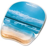 Fellowes Photo Gel Mouse Pad and Wrist Rest with Microban - Sandy Beach - 9.25" Height x 7.88" Width x 0.88" Depth - Multicolor - Rubber, Gel - Stain Resistant, Skid Proof - 1 Each FEL9179301