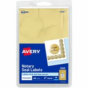 Avery&reg; Printable Gold Foil Notarial Seals - Round - 2" Diameter - Permanent - For Award, Certificate, Envelope, Legal Document - Gold - 44 / Pack AVE05868