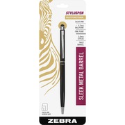 Zebra Multifunctional Stylus Pen - Integrated Writing Pen - 1 Each - 0.24" - Metal - Black - Tablet Device Supported ZEB33111