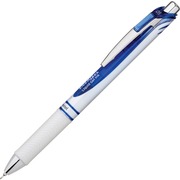 EnerGel EnerGel Pearl Liquid Gel Pen - 0.5 mm Fine Needle Pen Point - Refillable - Retractable - Blue Ink - Gel-based - Pearl White Stainless Steel Barrel - 1 Each PENBLN75PWC