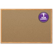 Mead Classic Cork Bulletin Board - 48" Board Height x 36" Board Width - Natural Cork Surface - Self-healing - Oak Aluminum Frame - 1 Each MEA85367