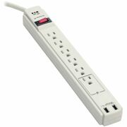 Tripp Lite series 6-outlet 2100J Surge Protector - 6 x NEMA 5-15R, 2 x USB - 1875 VA - 990 J - 125 V AC Input - 5 V DC Output - 35.5 kA - 6 ft TRPTLP606USB
