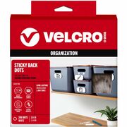 VELCRO&reg; Sticky Back 3/4in Circles White 200 ct - 0.75" Diameter - White - For Sign, Poster, Wall, Plastic, Glass, Tile, Home, School - 200 / Box VEK91824