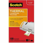 Scotch Thermal Laminating Pouches - Laminating Pouch/Sheet Size: 2.30" Width x 3.70" Length x 5 mil Thickness - Glossy - for Business Card, Photo, Document, Lists, Coupon, Punch Card - Double Sided, Moisture Resistant, Photo-safe - Clear - 100 / Pack MMMTP5851100
