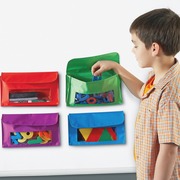 Learning Resources Magnetic Storage Pocket Set - 5.50" Height9.50" Length - Sturdy, Magnetic - Red - 4 / Set LRNLER6447