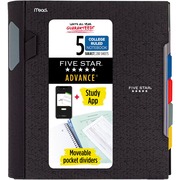 Mead College Ruled Subject Notebooks - 200 Pages - Spiral - 11" Height x 10.2" Width - Assorted Plastic Cover - Tab, Divider, Durable, Subject, Snag Resistant, Expandable Pocket, Pen Loop - 1 Each MEA06326