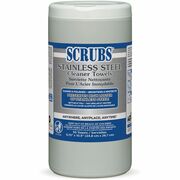 SCRUBS Stainless Steel Cleaner Wipes - For Stainless Steel, Aluminum, Chrome, Copper, Brass, Bathroom, Elevator, Kitchen - Citrus Scent - 10.50" Length x 9.75" Width - Recommended For: Water Mark Remover, Fingerprint Remover, Grease Remover, Spot Remover, ITW91930