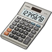 Casio MS80 Desktop Solar Tax Calculator - Extra Large Display, Dual Power, Rubber Feet, Key Rollover, 3-Key Memory, Sign Change, Easy-to-read Display, Independent Memory - Battery, Solar Powered - 5.8" Height x 4.1" Width x 1.1" Depth - Metal, Plastic - 1 CSOMS80B