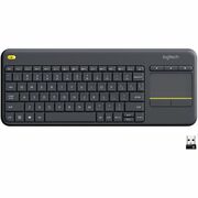 Logitech K400 Plus Touchpad Wireless Keyboard - Wireless Connectivity - USB Interface - Mute, Volume Up, Volume Down Hot Key(s) - English, French - QWERTY Layout - Smart TV, Computer - TouchPad - Black LOG920007119
