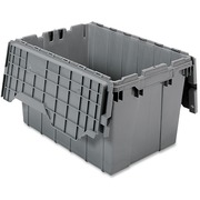 Akro-Mils Attached Lid Storage Container - Internal Dimensions: 12" Height - External Dimensions: 21.5" Length x 15" Width x 12.5" Height - 65 lb - 12 gal - Padlock, String/Button Tie Closure - Stackable - Plastic, Polymer - Gray - For File - 1 Each AKM39120GREY