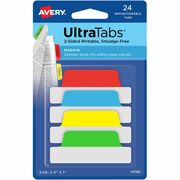Avery&reg; 2-sided Writable Margin Ultra Tabs - 24 Tab(s) - 1" Tab Height x 2.50" Tab Width - Red Film, Clear Paper, Yellow, Green, Blue Tab(s) - 24 / Pack AVE74768