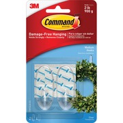 Command 2 lb. Strips Medium Hanging Hooks - 2 lb (907.2 g) Capacity - for Decoration - Plastic - 2 / Pack MMM17091CLRES