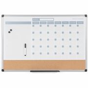 MasterVision 3-in-1 Monthly Dry-erase Calendar Board - Monthly - White - Plastic - 24" Height x 36" Width - Dry Erase Surface, Compact, Magnetic, Stain Resistant - 1 Each BVCMB0707186P