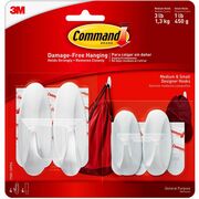 Command Small/Medium Designer Hook Value Pack - 3 lb (1.36 kg) Capacity - White - 4 / Pack MMM170812VPES