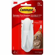 Command Large Designer Hook - 5 lb (2.27 kg) Capacity - Plastic - White - 1 / Pack MMM17083ES
