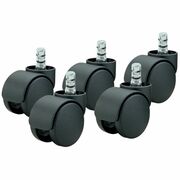 Master Caster Futura Noiseless Carpet Casters - 2.19" Diameter - 120 lb Load Capacity - Nylon - Matte Black - 5 / Set MAS94630