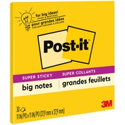 Post-it&reg; Super Sticky Big Notes - 10 63/64" Flag/Note Width x 10 63/64" Flag/Note Length - Square - 30 Sheets per Pad - Canary Yellow - 1 Each MMMBN11