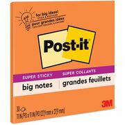 Post-it&reg; Super Sticky Big Note - 30 x Orange - 11" Flag/Note Width x 11" Flag/Note Length - Square - 30 Sheets per Pad - Orange - Sticky, Removable - 1 Each MMMBN11O