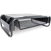 Allsop Metal Art Organizer 5 Monitor Stand with Drawer - 5.10" Height x 18" Width x 11.80" Depth - Desktop - Powder Coated - Steel - Black ASP32166