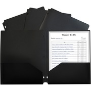 C-Line 2-pocket Heavyweight Poly Portfolio Pocket - 9.4" Width x 11.4" Length x 100 mil Thickness - For Letter 8 1/2" x 11" Sheet - 3 x Holes - Ring Binder - Rectangular - Black - Polypropylene - 25 / Box CLI33931