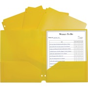 C-Line 2-pocket Heavyweight Poly Portfolio Pocket - 9.4" Width x 11.4" Length x 100 mil Thickness - For Letter 8 1/2" x 11" Sheet - 3 x Holes - Ring Binder - Rectangular - Yellow - Polypropylene - 25 / Box CLI33936