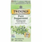 Twinings of London Pure Peppermint Herbal Tea Bag - Herbal Tea - 1.8 oz - Caffeine-free - 25 / Box TWG09179