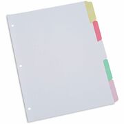 Universal Deluxe Write-On/Erasable Tab Index, 5-Tab, 11 x 8.5, White, Assorted Tabs, 1 Set - 5 Write-on Side Tab(s) - 5 Tab(s)/Set - Letter - 8.50" Width x 11" Length - 3 Hole Punched - White Paper Divider - Assorted Paper Tab(s) - Recycled - Customizable UNV20816