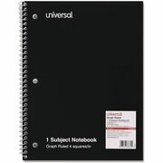 Universal Notebook - 1 Subject(s) - 70 Sheets - Spiral - Quad Ruled Front Ruling - 3 Hole(s) - 15 lb Basis Weight - 10.50" Height x 8" Width - White Paper - Black Paperboard Cover UNV66630