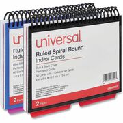 Universal Spiral Bound Index Cards, Ruled, 4 x 6, White, 120/Pack - 4" Width x 6" Length - White Poly Divider - Ruled - 120 / Pack UNV47302