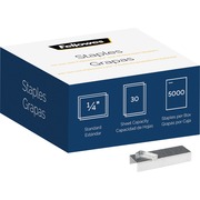 Fellowes 5000pk Half-Strip Standard Staples - 1/4" - for Paper - Easy to Use - Silver - Nickel - 5000 / Pack FEL5009501