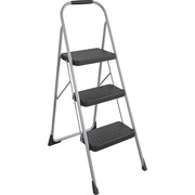 Cosco Ultra-Thin 3-Step Ladder - 3 Step - 200 lb Load Capacity52.8" Height - Black, Platinum CSC11408PBL1E