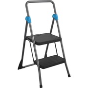 Cosco Steel 2-Step Folding Step Stool - 2 Step - 300 lb Load Capacity - 22.5" Width x 24.8" Depth x 39.5" Height - Gray CSC11829GGB