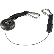 Ergodyne 3000 Retractable Tool Lanyard w/ Dual SS Carabiners - 1lb - 1 lb Load Capacity - Standard - Clip/Buckle Attachment - 1.5" Height x 12.5" Width x 5" Length - Black - Stainless Steel, Acrylonitrile Butadiene Styrene (ABS), Plastic - 1 Each EGO19300