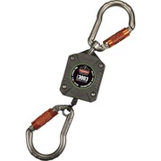 Ergodyne 3003 Retractable Tool Lanyard - Dual Locking Carabiners, 2lbs / 0.9kg - 1.98 lb Load Capacity - Standard - Carabiner Attachment - 1.5" Height x 5" Width x 48" Length - Gray - Nylon, Fiberglass - 1 Each EGO19303