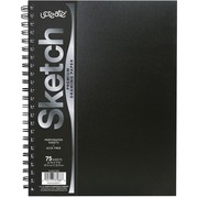 UCreate Poly Cover Sketch Book - 75 Sheets - Spiral - 70 lb Basis Weight - 12" x 9" Sheet Size - 12" Width x 9" Depth - Black Polyurethane Cover - Heavyweight, Acid-free Paper, Durable Cover, Perforated - 1 Each PACPCAR37088