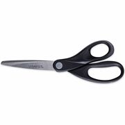 Universal Scissors - 3.75" Cutting Length - 8" Overall Length - Straight-left/right - Stainless Steel - Pointed Tip - Stainless Steel, Black - 1 Each UNV92009