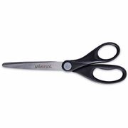 Universal Scissors - 3" Cutting Length - 7" Overall Length - Straight-left/right - Stainless Steel - Pointed Tip - Stainless Steel, Black - 1 Each UNV92008