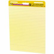 Post-it&reg; Self-Stick Easel Pads with Faint Rule - 30 Sheets - Stapled - Feint Blue Margin - 18.50 lb Basis Weight - 25" x 30" Sheet Size - Yellow Paper - Cardboard Cover - Self-adhesive, Repositionable, Resist Bleed-through, Removable, Sturdy Back - 2  MMM561