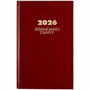 At-A-Glance Standard Diary Diary - Large - Business - Julian Dates - Daily - 1 Year - January 2026 to December 2026 - 1 Day Single Page Layout - 7 3/4" x 12 1/8" Sheet Size - Case Bound - Vinyl, Faux Leather - Red Cover - Address Directory, Phone Director AAGSD37613