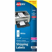 Avery Mini-Sheets(R) Shipping Labels, 2" x 4" , 100 Labels (2163) - x 2" Width x 4" Length - Full Sheet - Permanent Adhesive - Rectangle - Laser, Inkjet - Matte - White - Paper - Permanent Adhesive, Customizable, Smear Resistant, Smudge Resistant, Chlorin AVE2163