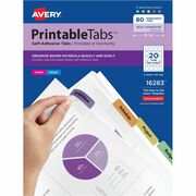Avery&reg; Printable Repositionable Tabs - 80 Tab(s) - 1.75" Tab Width - Permanent - Paper Divider - Assorted Paper Tab(s) - 80 / Pack AVE16283