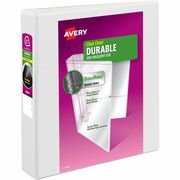 Avery&reg; Durable View 1.5" Binder, White Binder (17022) - 1 1/2" Binder Capacity - Letter - 8 1/2" x 11" Sheet Size - 375 Sheet Capacity - 2 1/10" Spine Width - 3 x 1.50" Ring(s) - Fastener(s): Slant Ring - Pocket(s): 2, Internal - Polypropylene - White AVE17022