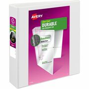 Avery&reg; Durable View Binder 2" , Slant D Rings, White - 2" Binder Capacity - Letter - 8 1/2" x 11" Sheet Size - 530 Sheet Capacity - 530 Ring(s) - Fastener(s): Slant Ring - Pocket(s): 2 - Polypropylene - Adhesive, Durable, Flexible, Pocket, Recyclable, AVE17032