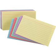 Oxford Ruled Color Index Cards - 4" x 6" - Sustainable Forestry Initiative (SFI) - Acid-free - Cherry, Blue, Green, Canary, Violet - 100 / Pack OXF34610