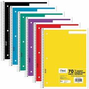 Mead One-subject Spiral Notebook - 70 Sheets - Spiral - College Ruled Front Ruling - 8" x 10 1/2" Sheet Size - White Paper - Assorted Board Cover - Heavyweight, Punched - 1 Each MEA05512