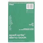 Mead Spell-Write Steno Book - 80 Sheets - Wire Bound - 6" x 9" Sheet Size - Green Paper - Cardboard Cover - 1 Each MEA43080