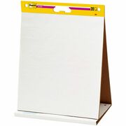 Post-it&reg; Tabletop Easel Pads - 20 Sheets - Plain - Stapled - 18.50 lb Basis Weight - 20" x 23" Sheet Size - White Paper - Cardboard Cover - Resist Bleed-through, Self-adhesive, Perforated, Built-in Stand, Repositionable, Refillable - 1 Pad MMM563R