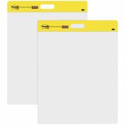 Post-it&reg; Self-Stick Easel Pads - 20 Sheets - Plain - Stapled - 18.50 lb Basis Weight - 20" x 23" Sheet Size - White Paper - Cardboard Cover - Resist Bleed-through, Removable, Sturdy Back - 2 / Pack MMM566